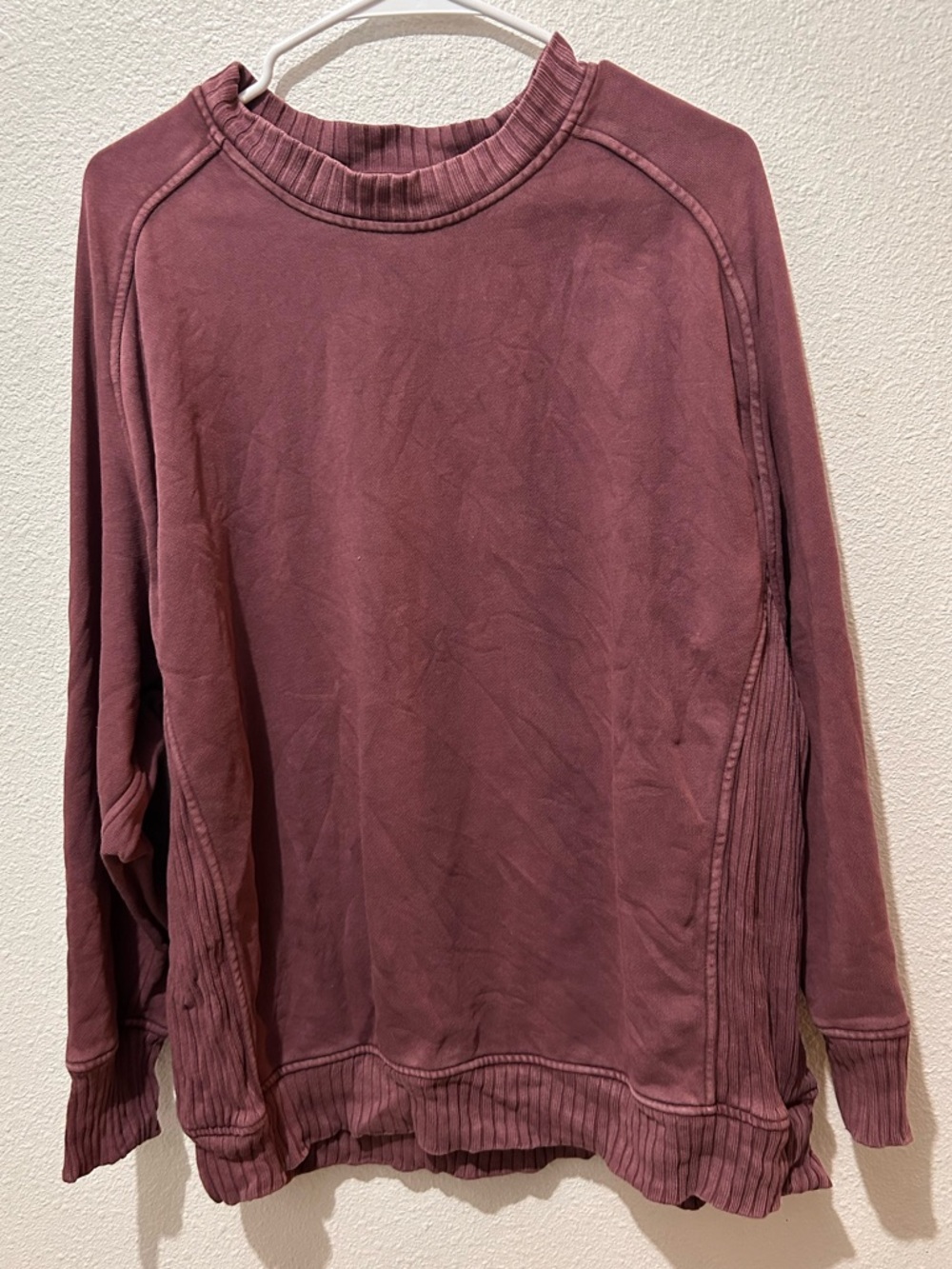 Dusty Mauve Ribbed Crewneck Sweatshirt